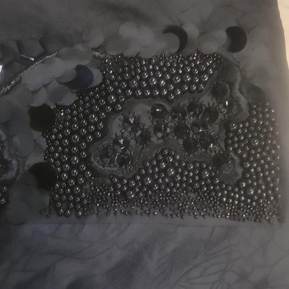 ECCETERA Black Silk Embellished Beaded Applique Design Mini Skirt 6. - Picture 5 of 6